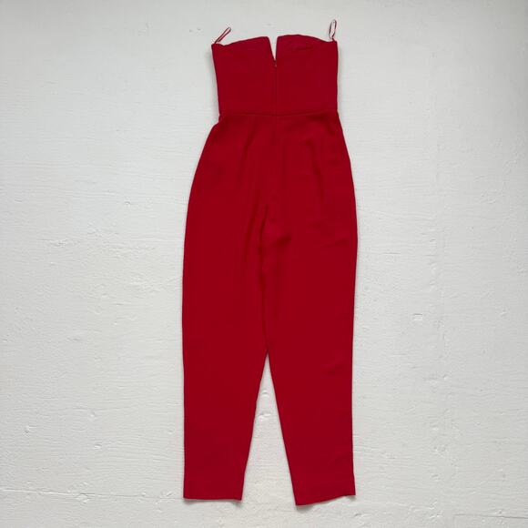 Topshop Red Strapless Pleated Jumpsuit US 4 Zip Back Fitted Bodice - Picture 6 of 6